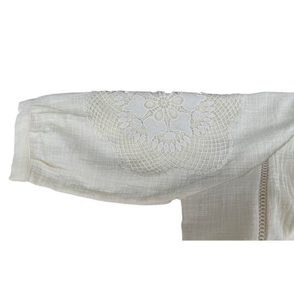 Soft Surroundings Peasant Blouse Top Crochet Sleeve Gauze Lined Boho NWT PL - Picture 4 of 9